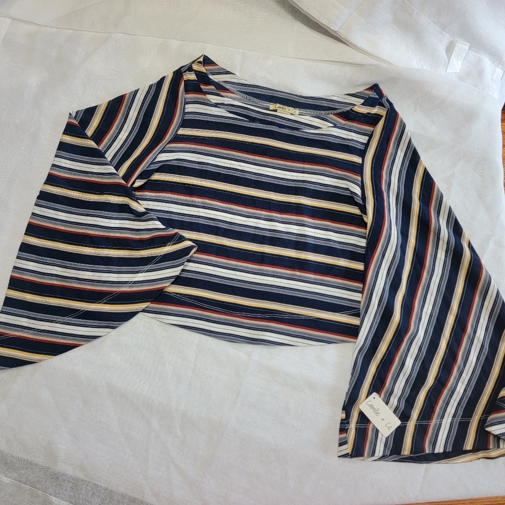 Camille & Co. Size L striped boho shirt